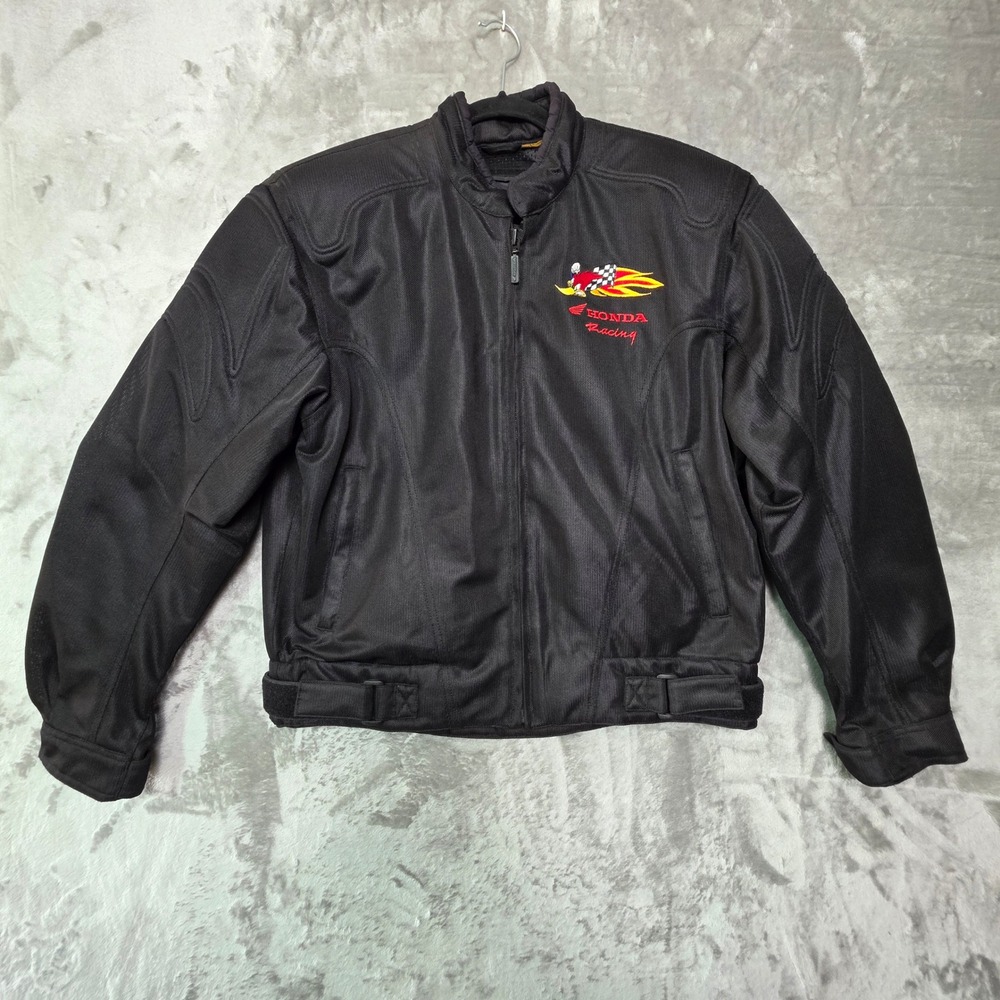 Honda Racing Rider Collection Black Mesh Motorcycle Jacket Large Woodpecker Logo